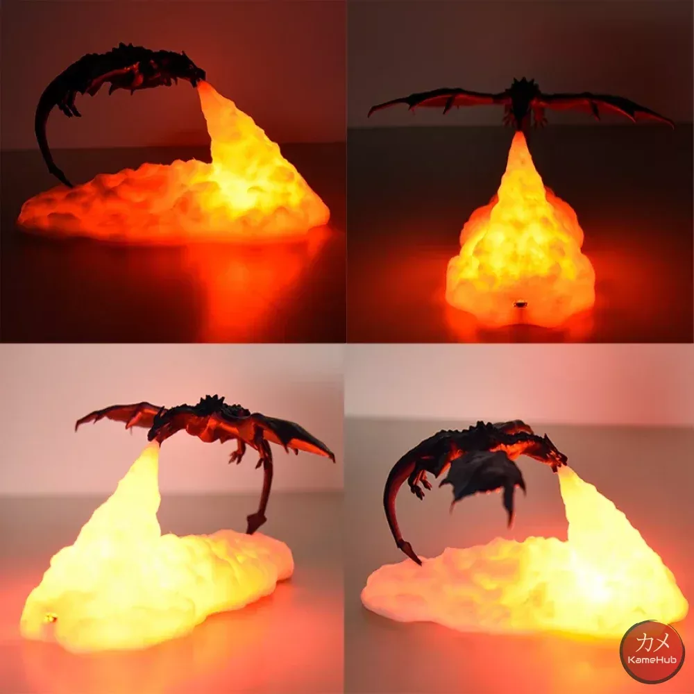 3D Lamp - Dragon with Flame LED Light