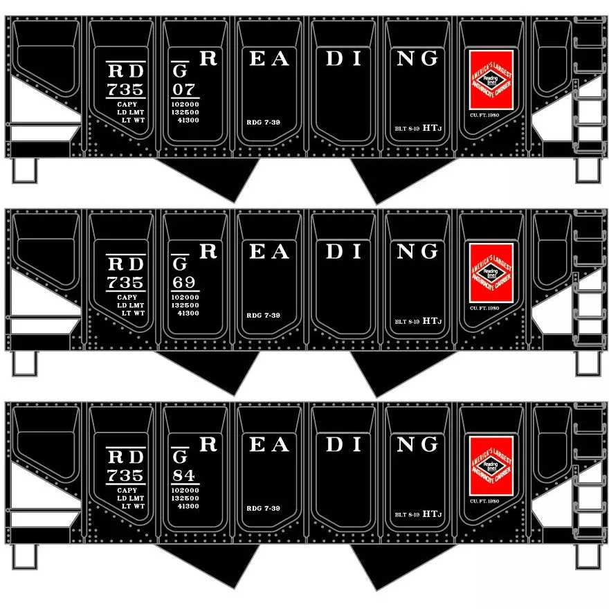 Accurail, HO Scale, 2881, Panel-Side Twin Hopper Kits, Reading (3-Pack) Kit