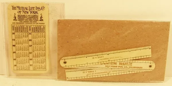 Advertising Celluloid Calendar & Ruler calendar is dated 1900
