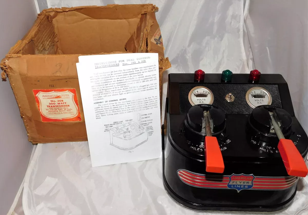 American Flyer 30B 300 watt transformer Boxed w/ Voltmeters Run 2 trains SERVICED
