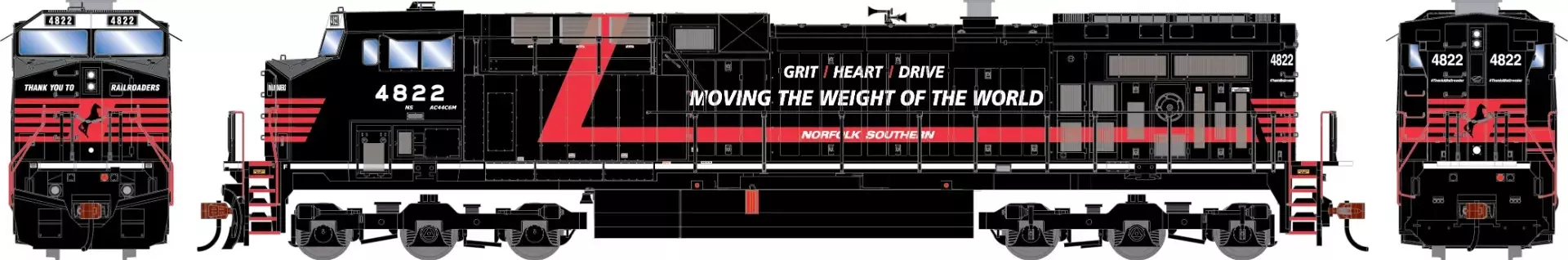 Athearn ATH-2561 HO GE AC4400CW Norfolk Southern #4822 DCC Ready