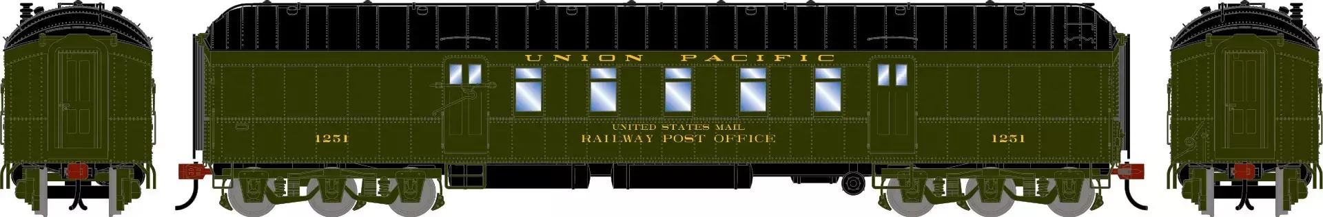 Athearn ATH-2579 HO 60ft Pullman Common Standard Postal Car Union Pacific #1251