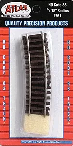 Atlas HO 531 Code 83 1/2 15" Radius Curve Track (4)
