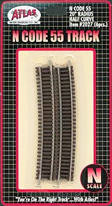 Atlas N 2027 Code 55 Track 20" Radius 1/2 Curve (6)