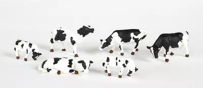 Bachmann 33103 HO Scale SceneScapes(TM) Figures -- Cows (black, white) pkg(6)