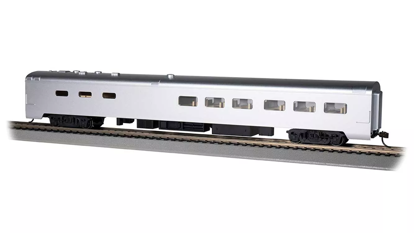 Bachmann HO 14803 85' Smooth-Side Dining Car with Lighted Interior, Unlettered