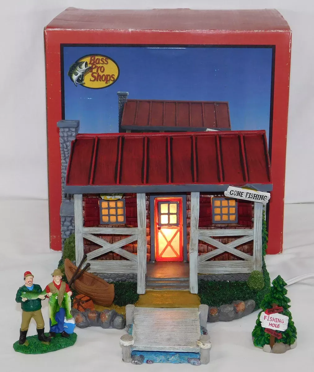 Bass Pro Shop Fishing Shack Collectible Village Lighted Porcelain BOXED Christmas