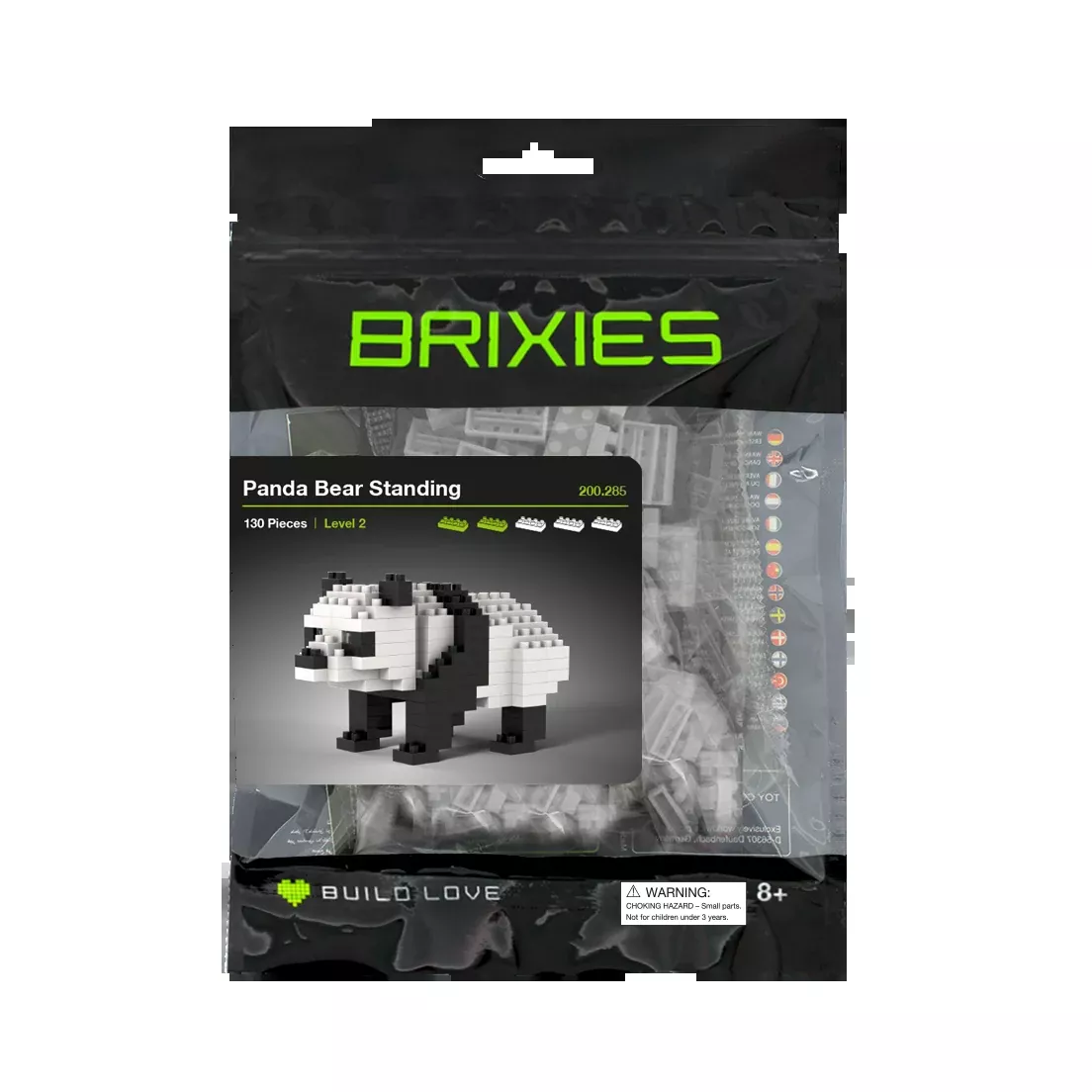 Brixies Large Zip Bag Panda Standing