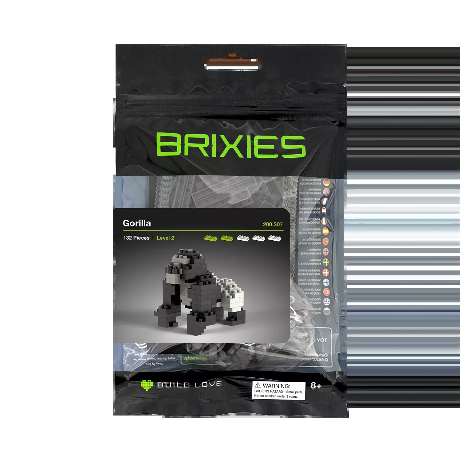 Brixies Small Zip Bag Silverback Gorilla