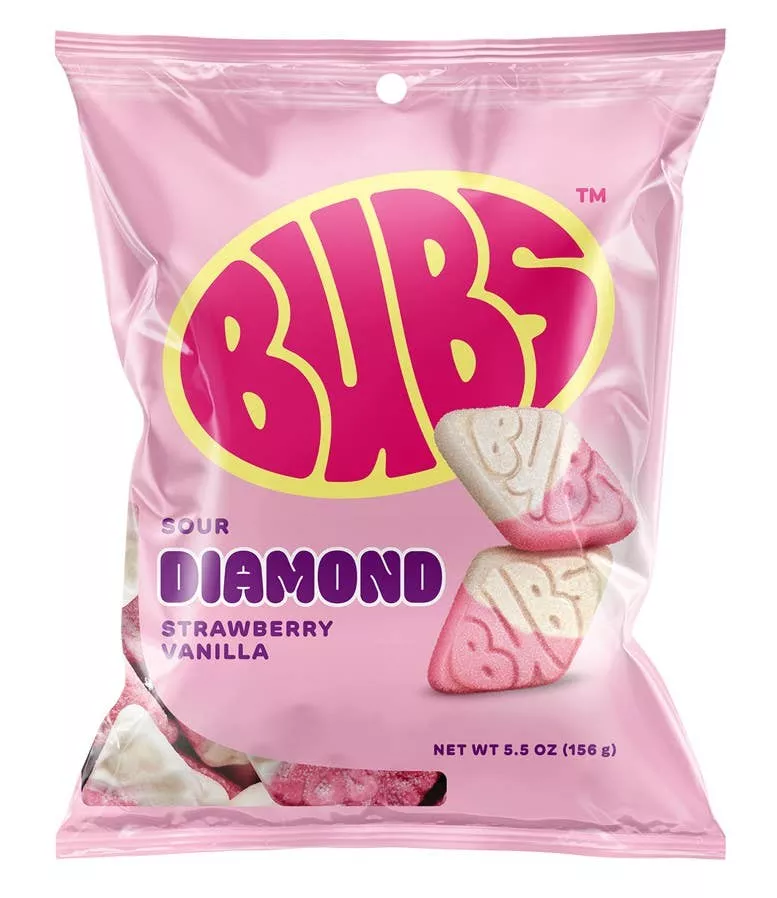 Bubs Sour Diamond Strawberry Vanilla 5.5oz Bag (Single Pack)
