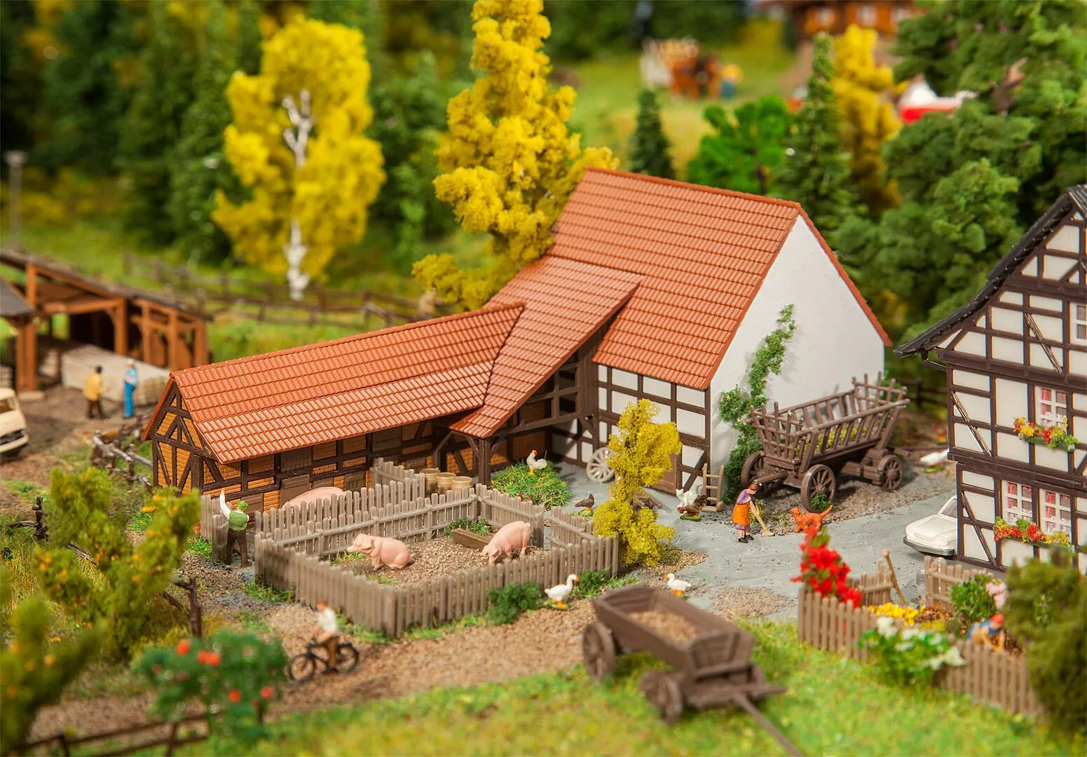 Faller 232371 N Scale Half-Timbered Barn w/Pigsty Kit