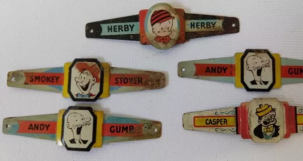 Five Post Cereal Premium Rings. Herby, Smokey, Andy and Casper
