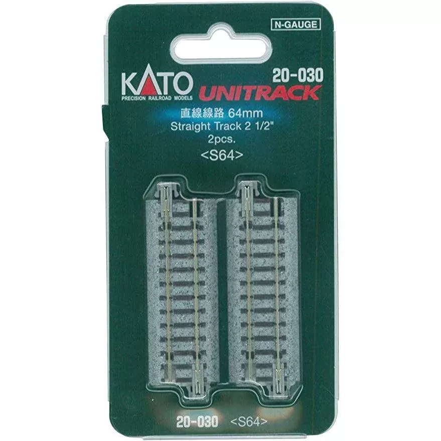 Kato 20-030 64mm (2 1/2") Straight Track 2 pieces N Scale