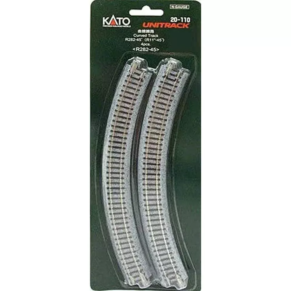 Kato 20-110 282mm (11") Radius 45 Curve Track 4 pieces N Scale