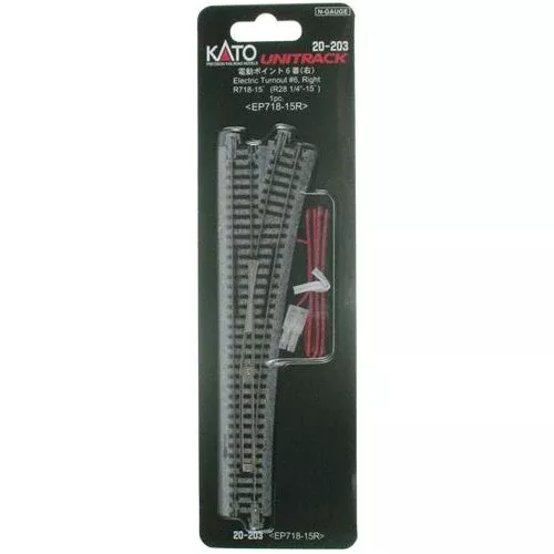 Kato, 20-203, N Scale, #6 Right Electric Turnout Unitrack