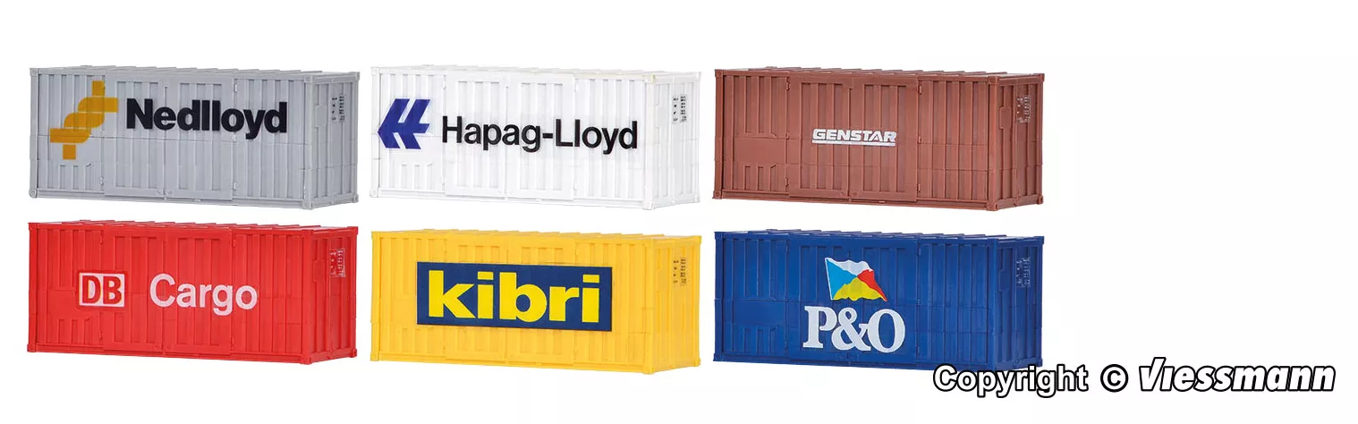 Kibri 10924HO 20 ft container, 6 pieces kit