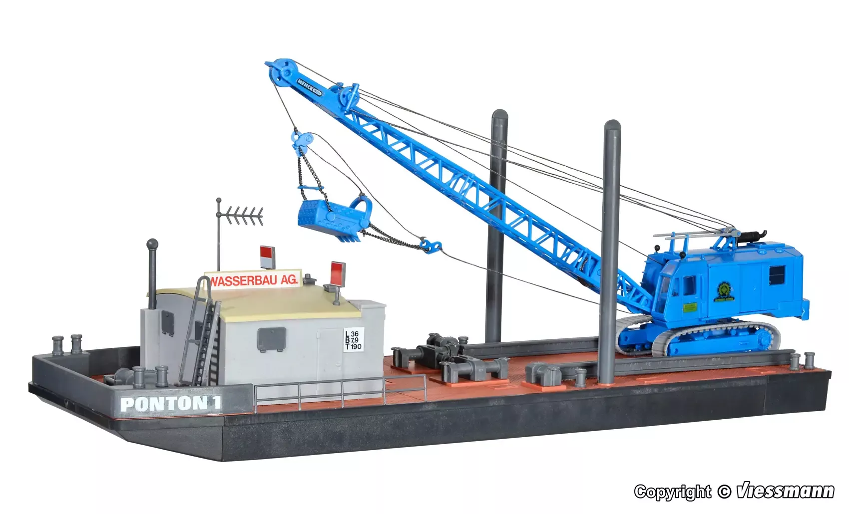 Kibri 39156HO Working Barge with MENCK excavator M154 LC kit