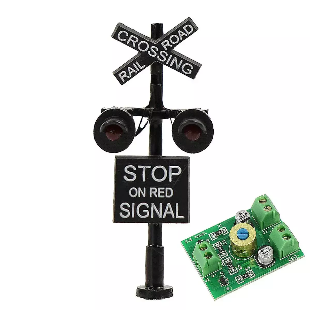 LED Grade Crossing Light - N Scale - 2 pack with Circuit board flasher