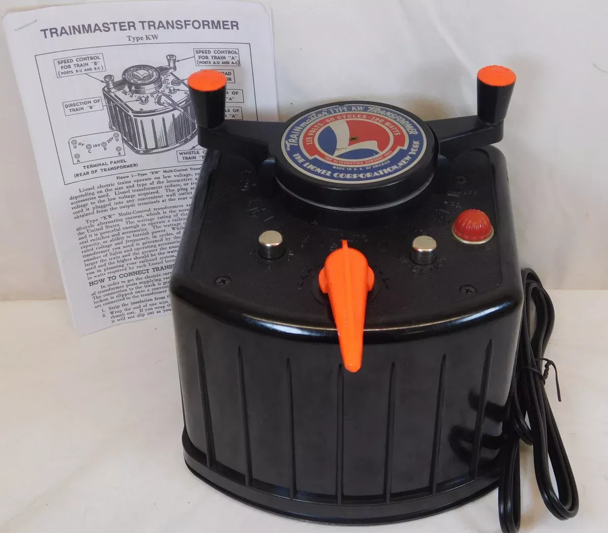 Lionel KW transformer 190 watts Run 2 trains Whistle & Direction MODEL R version