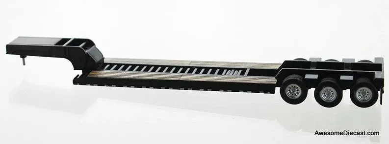 Lowboy Construction Trailer, Black 1:87 ABS Plastic Model Trailer by HO Logistics Replicas