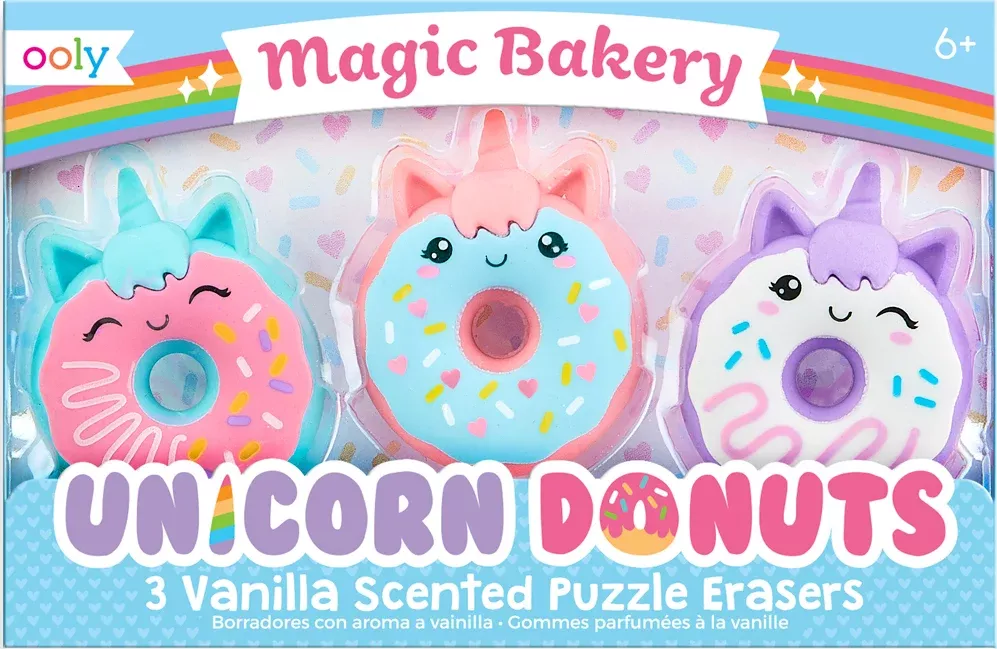 Magic Bakery Unicorn Donuts Scented Erasers - Set of 3