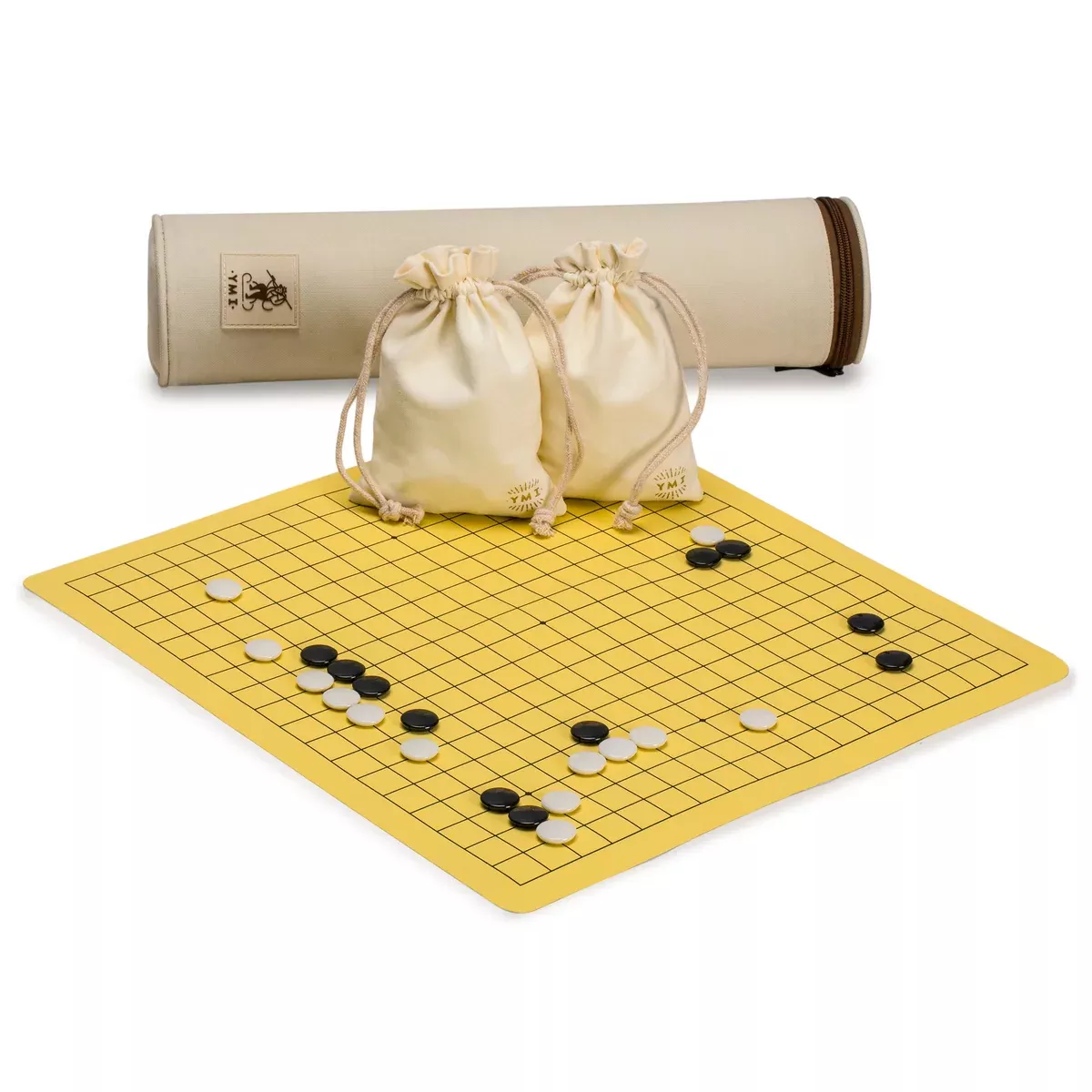Magnetic 19x19 Roll-up Go Game Set Board (14.4 x 13.6") with Single Convex Stones