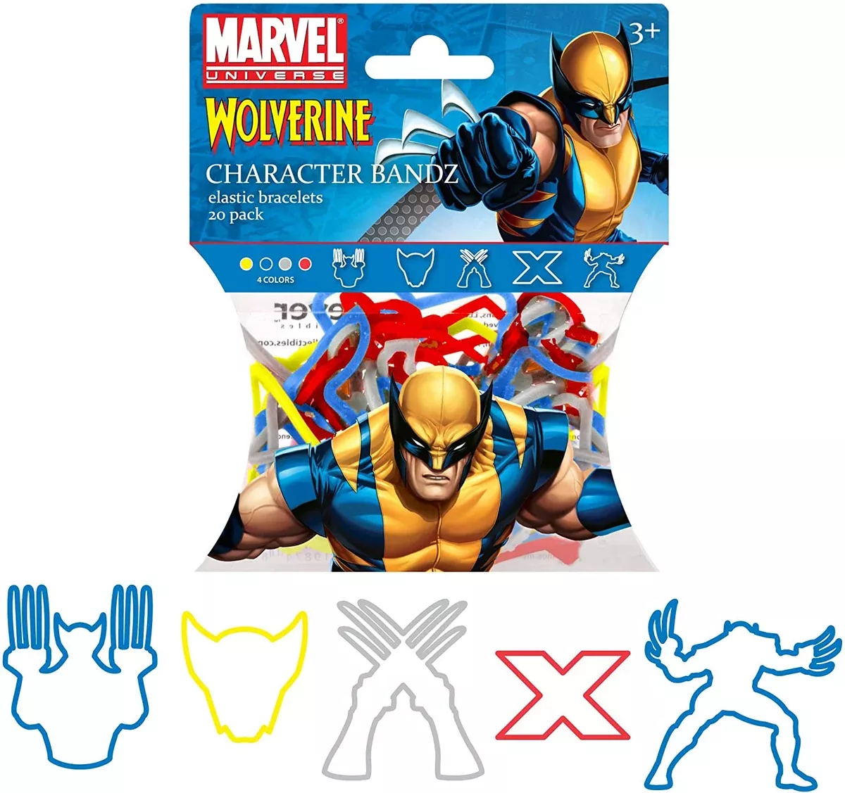 Marvel Wolverine Logo BandzOne Pack of 20 elastic bracelets Comics superhero Long Retired