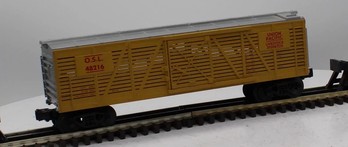 MTH 30-7107 UNION PACIFIC Stock Car RailKing #48216 O Scale Like New