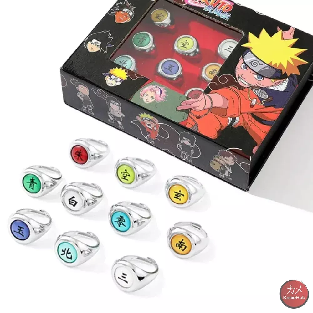 Naruto Shippuden - Akatsuki / Sharingan Adjustable Rings Set 10 Pieces