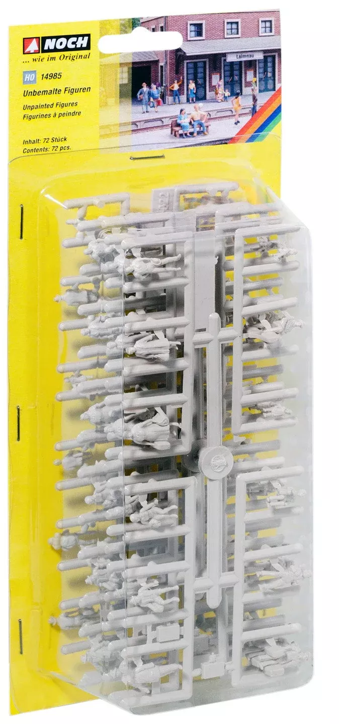 Noch 14985 HO Scale Unpainted Figures Set, 72 Pieces