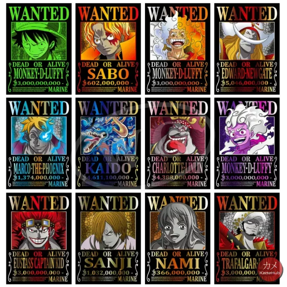 One Piece - Poster Wanted Dead or Alive Aesthetic Multicolor Design