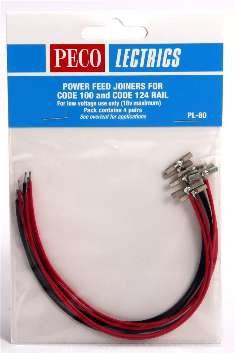Peco O/HO PL80 Code 100 and 124 Power Feed Joiners (4 Pairs)