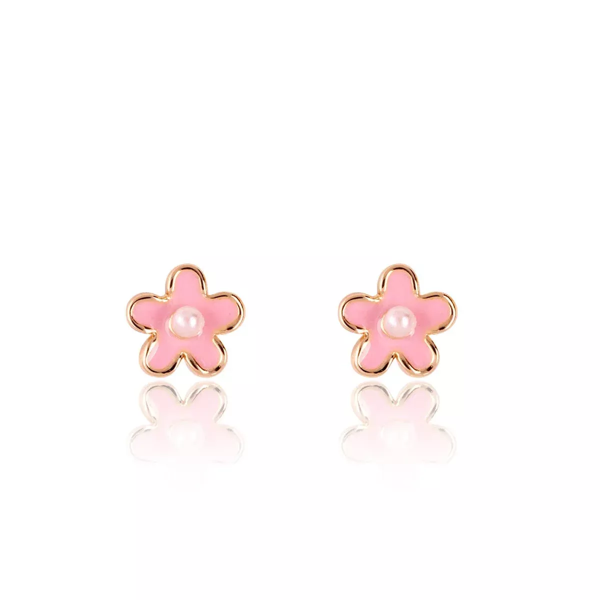 Pink Fancy Flower Cutie Stud Earrings