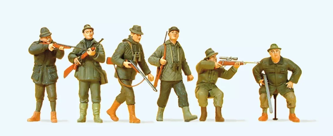 Preiser 10552HO Hunters with Rifles 6 pcs