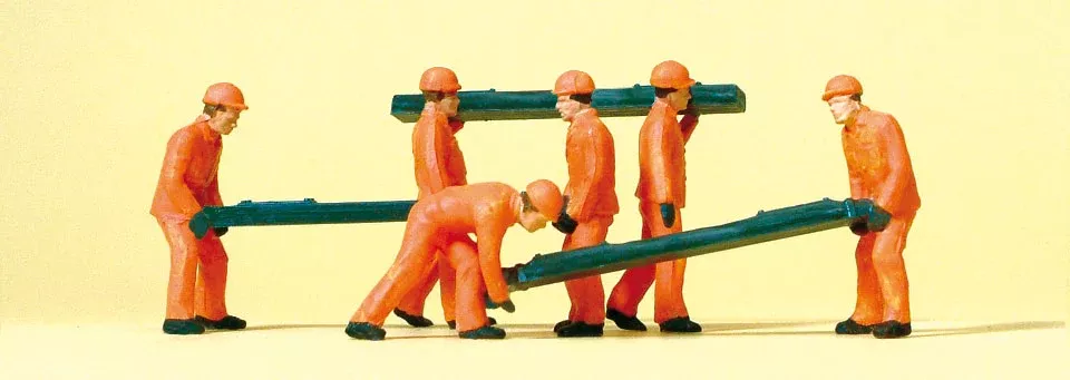 Preiser 14036 HO Scale Track Workers with Ties, 6-Pack