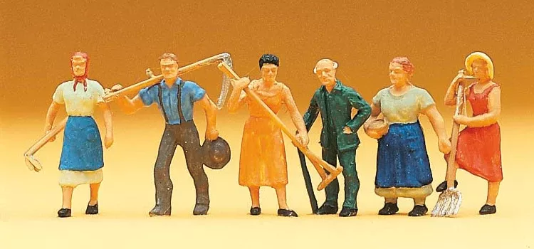 Preiser 14040 HO Scale Farm Workers Figure Set, 6-Pack
