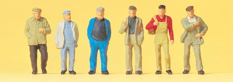 Preiser 14087 HO Scale Walking Workers Figures (6)