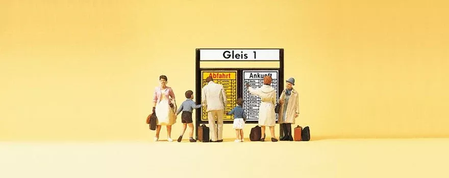 Preiser 79145 N Scale Passengers Checking Schedule Set
