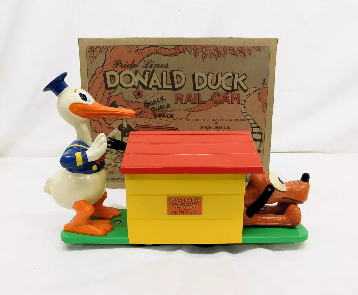 Pride Lines 1107 Donald Duck & Pluto Hand Car Quacks! Runs Disney O gauge Boxed