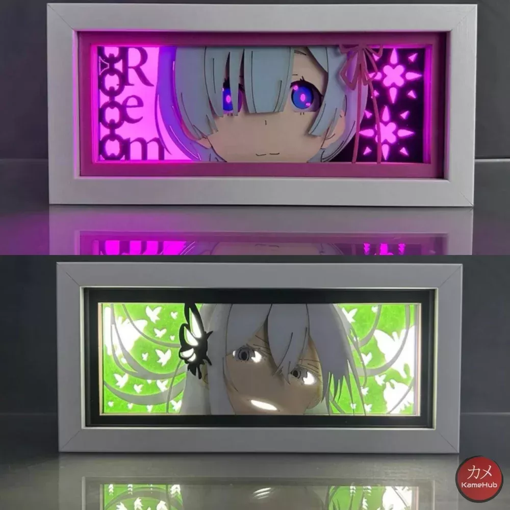 Re:Zero Starting Life in Another World - Echidna and Rem Light Box 3D with LED Light