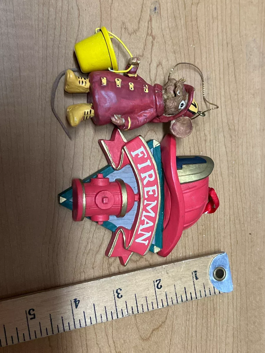 Set of 2 Misc Firefighter OrnamentsUsed Excellent No Box