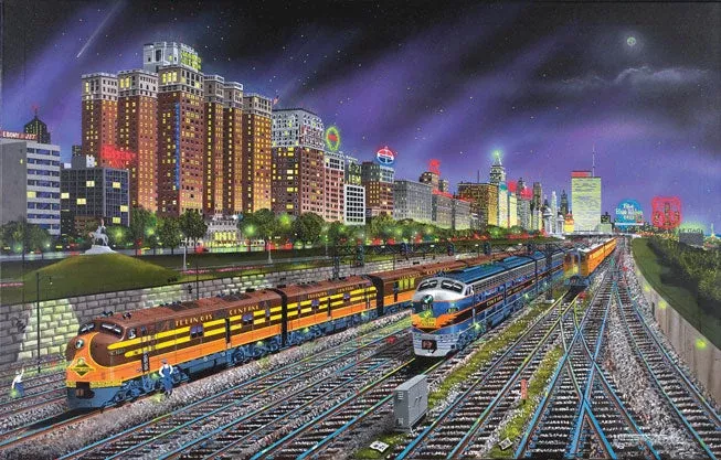 Train Enthusiast Vendors 21385 Puzzle, Chicago Nights (1000 Pieces)