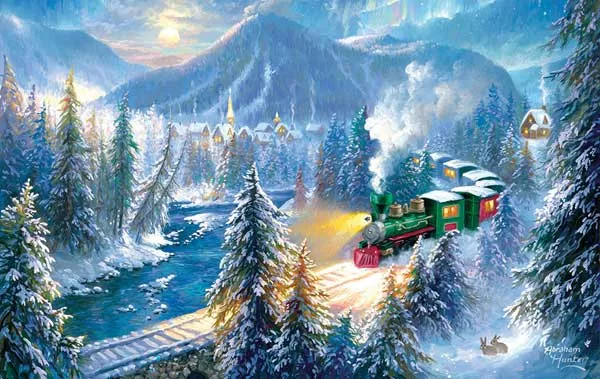 Train Enthusiast Vendors 69830 Mountain Christmas Train Puzzle (500 Pieces)