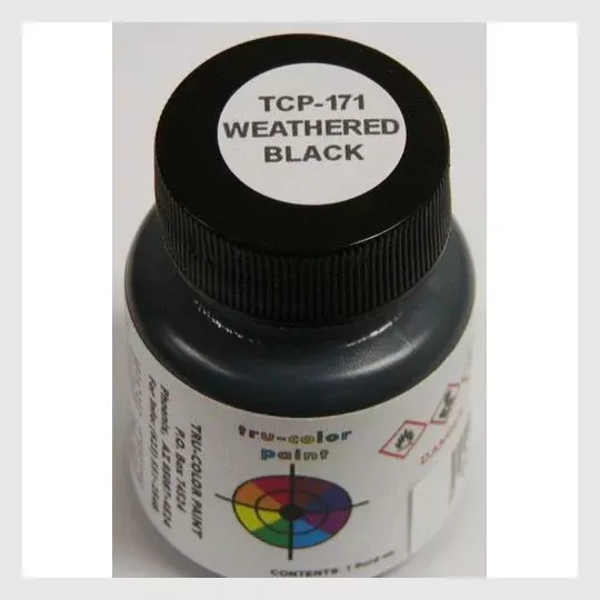 Tru-Color Paint, TCP-171, Air Brush Ready, Weathered Flat Black, 1oz