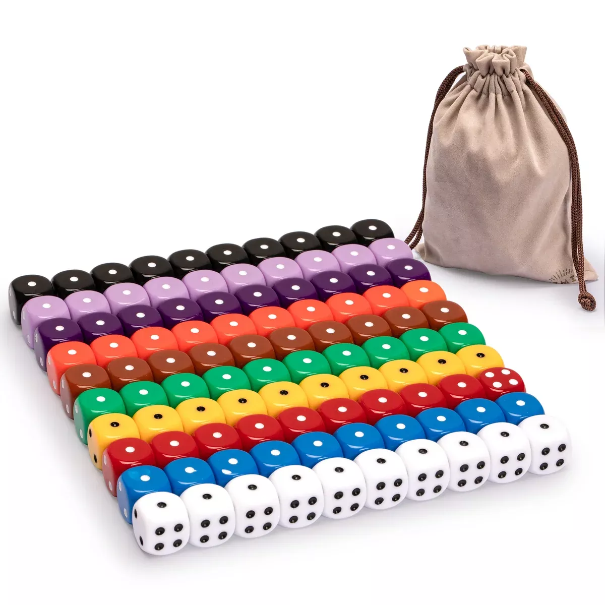 Ultimate Rounded 6-Sided Dice - Set of 100, 16mm