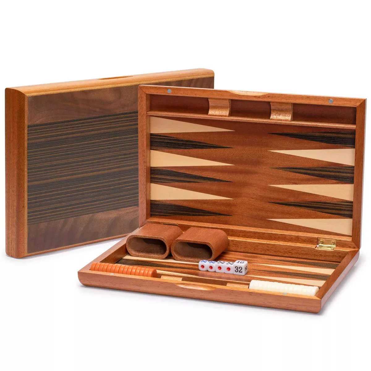 Wooden Inlaid Backgammon Game Set, "Pasadena" - 13"