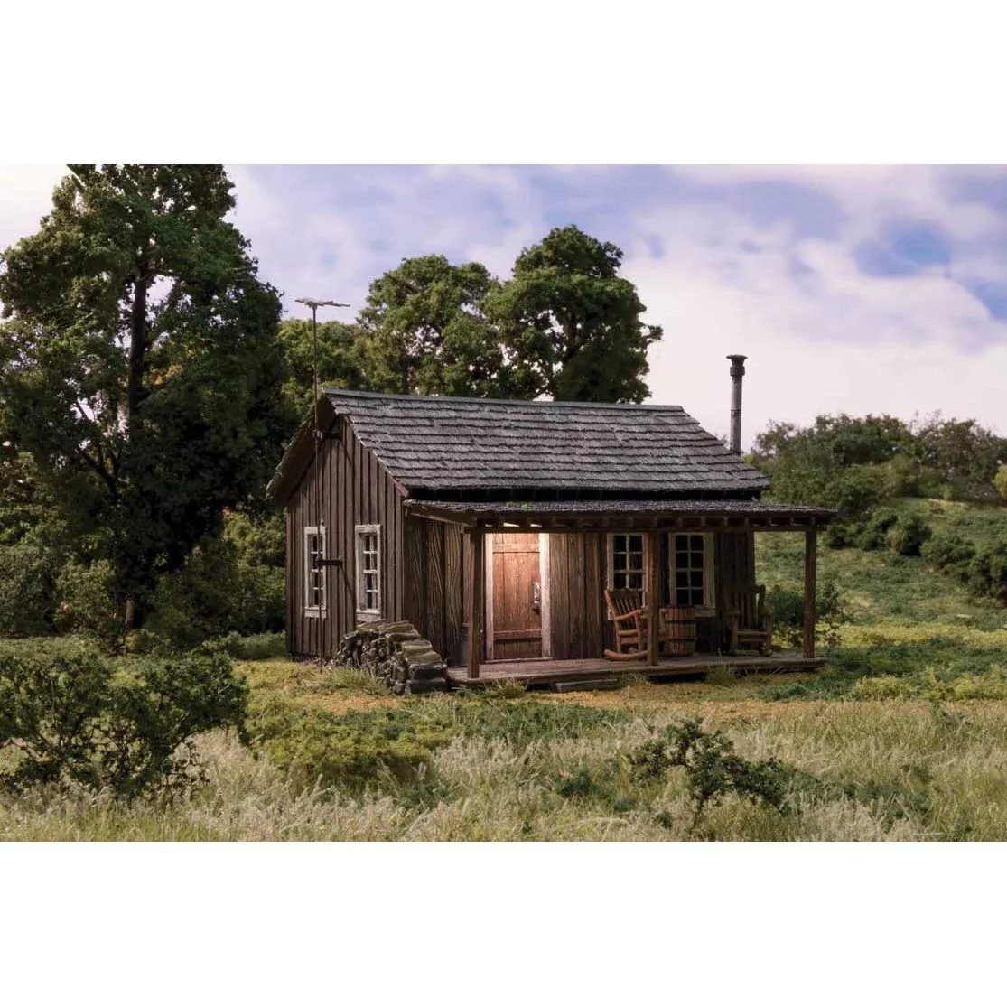Woodland Scenics, BR4955, N Scale, Built and Ready, Rustic Cabin, Lighted